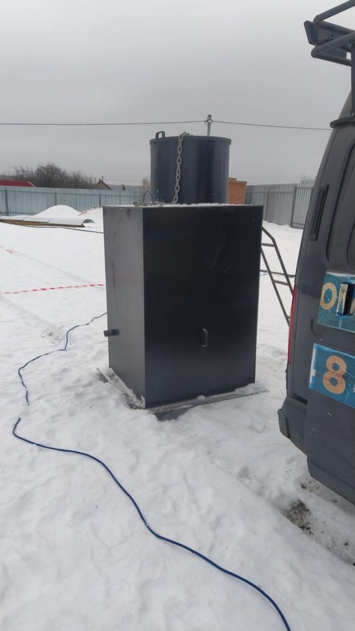 Монтаж кессона зимой