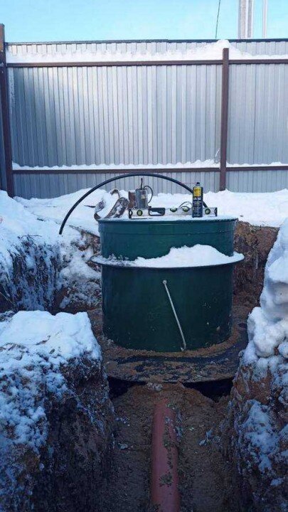 Монтаж септика в высокие грунт.воды, работы зимой