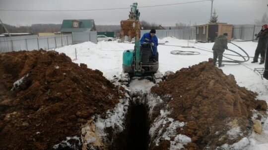 Монтаж кессона зимой